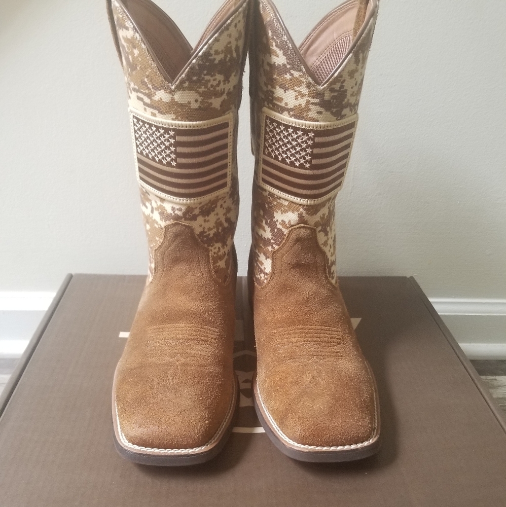 Ariat Men's American Flag Sand Camo Boots 11D